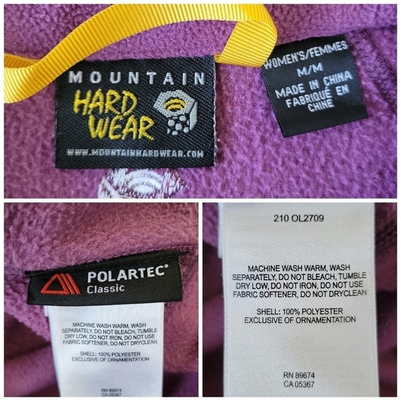 Mountain Hardwear Women's Size M Purple Polartec 1/4 Zip Pullover Fleece Jacket - Picture 8 of 10